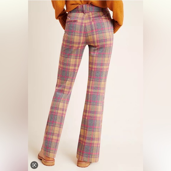 NEW Anthropologie Essential Trouser Rose Plaid 8 - Picture 3 of 3